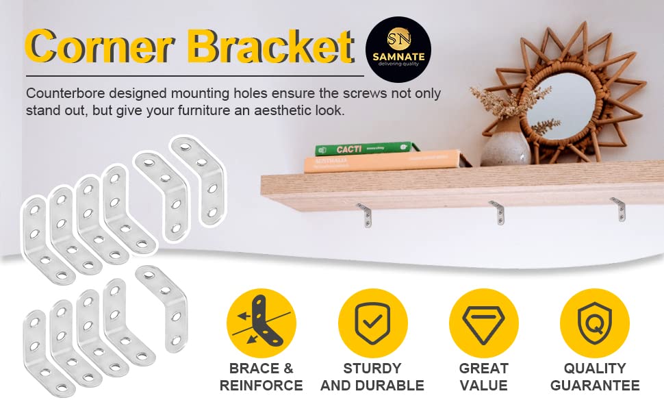 SAMNATE Heavy Duty L Brackets – 20pcs Steel Set