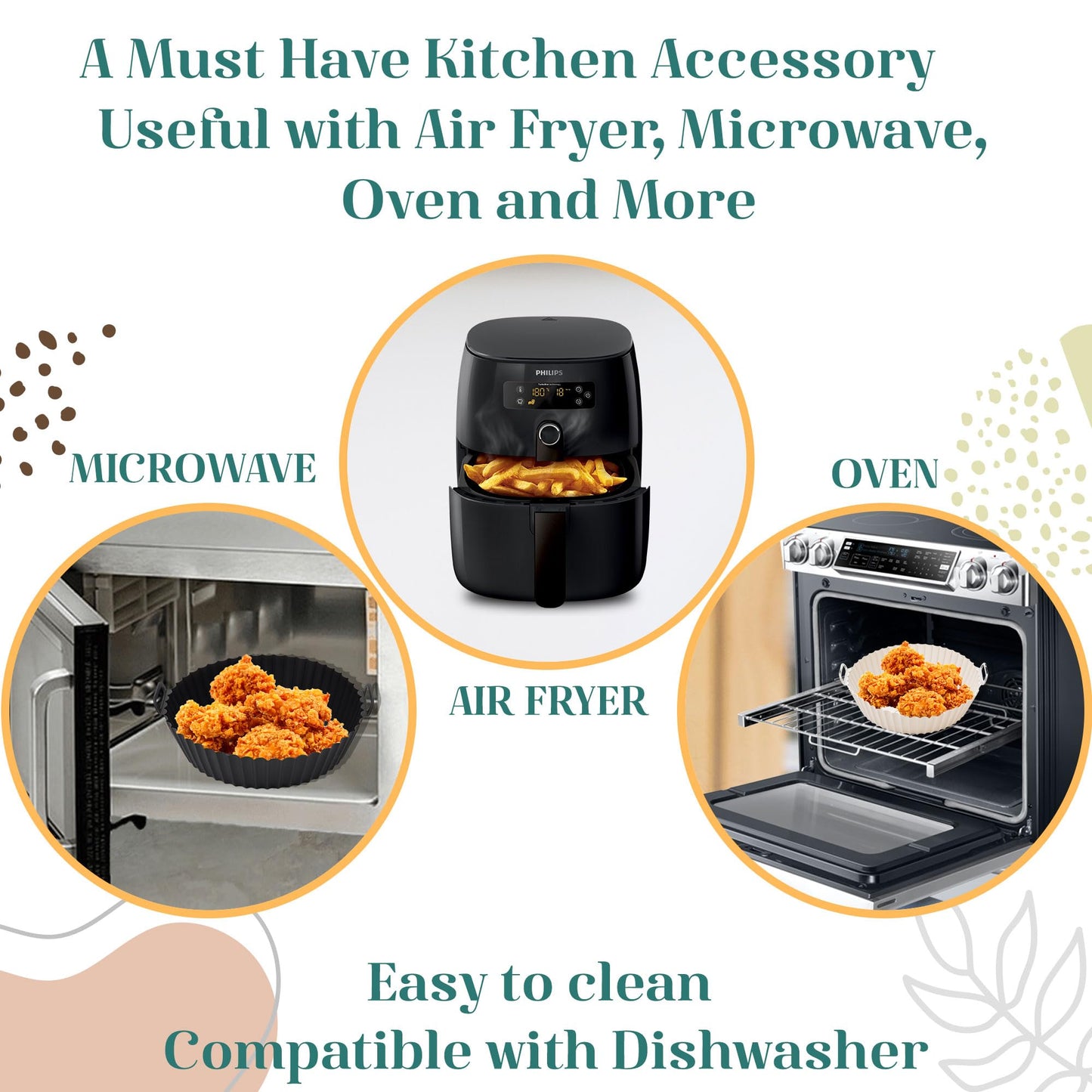 SAMNATE Silicone Air Fryer Liners β 4pcs Reusable Set