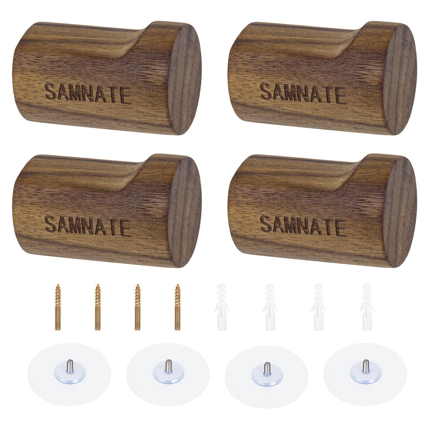 SAMNATE Elegant Wooden Coat Hooks - Wall Mounted Solid Oak Rack with Pegs for Hanging Coats, Towels, and Accessories