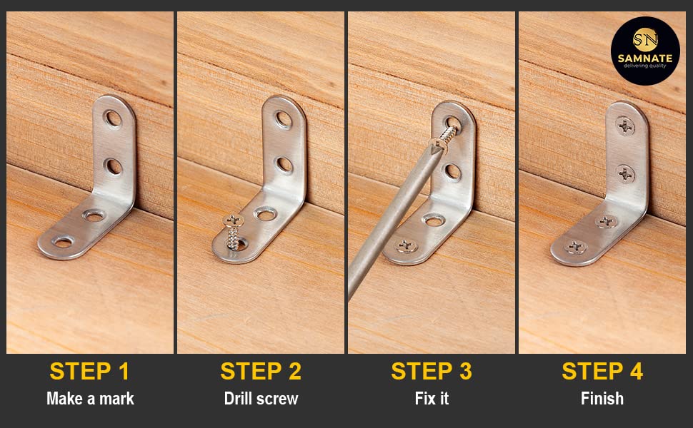 SAMNATE Heavy Duty L Brackets – 20pcs Steel Set