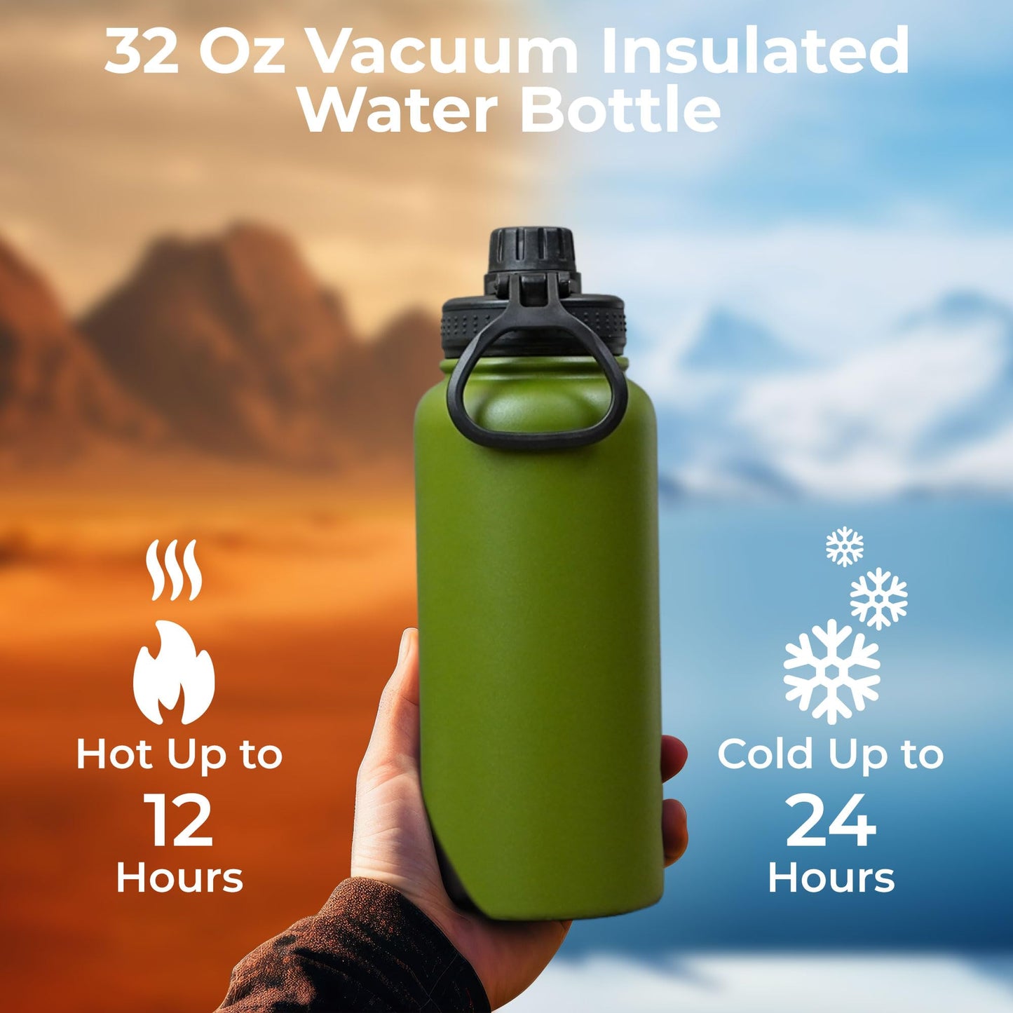 SAMNATE Insulated Stainless Steel coffee Flask - 1L(34oz) Large Capacity thermal flask for Hot and Cold Drinks - Leakproof Travel hot water Flask with Cup for Coffee, Tea, Water