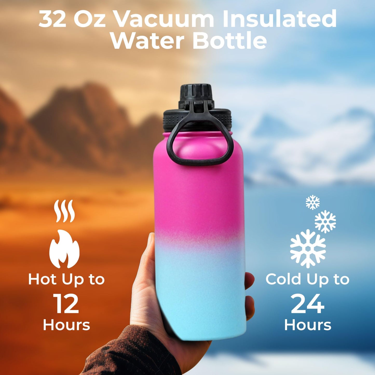 SAMNATE Insulated Stainless Steel coffee Flask - 1L(34oz) Large Capacity thermal flask for Hot and Cold Drinks - Leakproof Travel hot water Flask with Cup for Coffee, Tea, Water