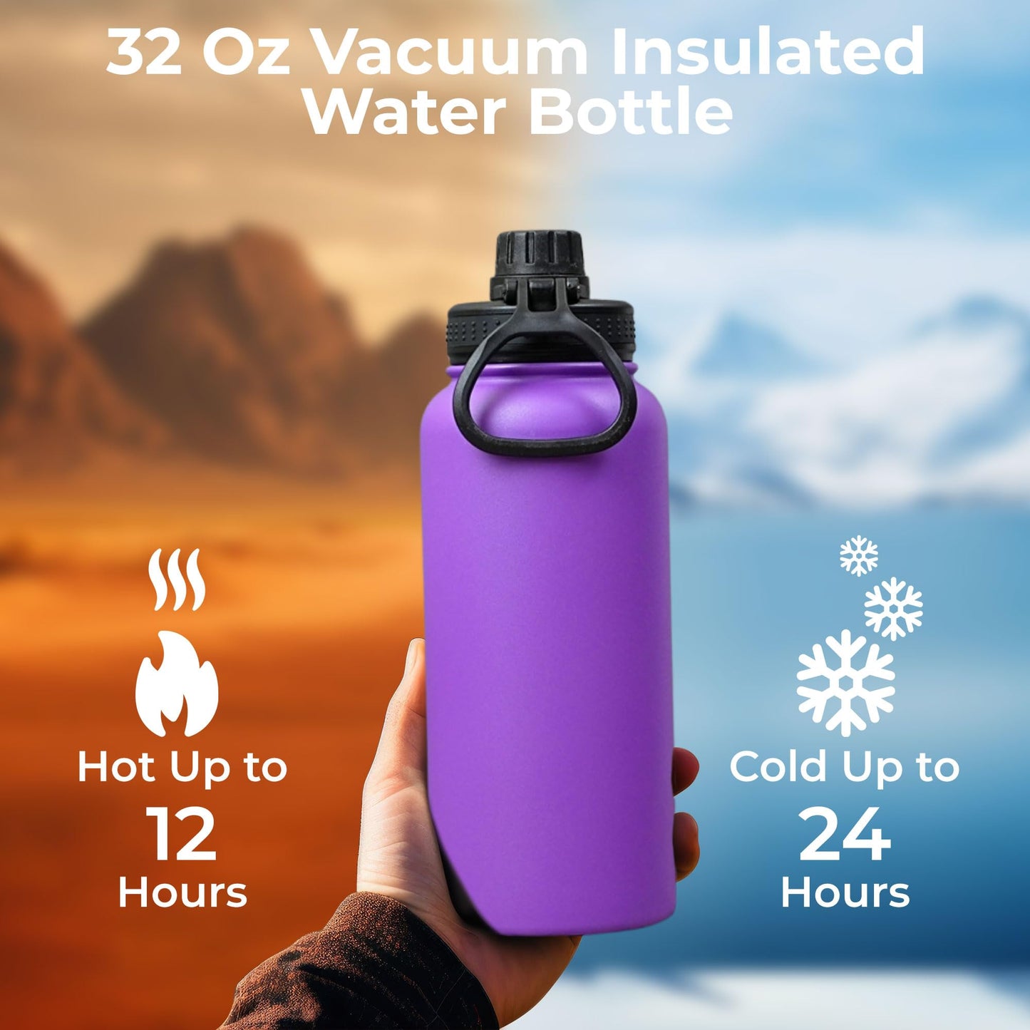 SAMNATE Insulated Stainless Steel coffee Flask - 1L(34oz) Large Capacity thermal flask for Hot and Cold Drinks - Leakproof Travel hot water Flask with Cup for Coffee, Tea, Water