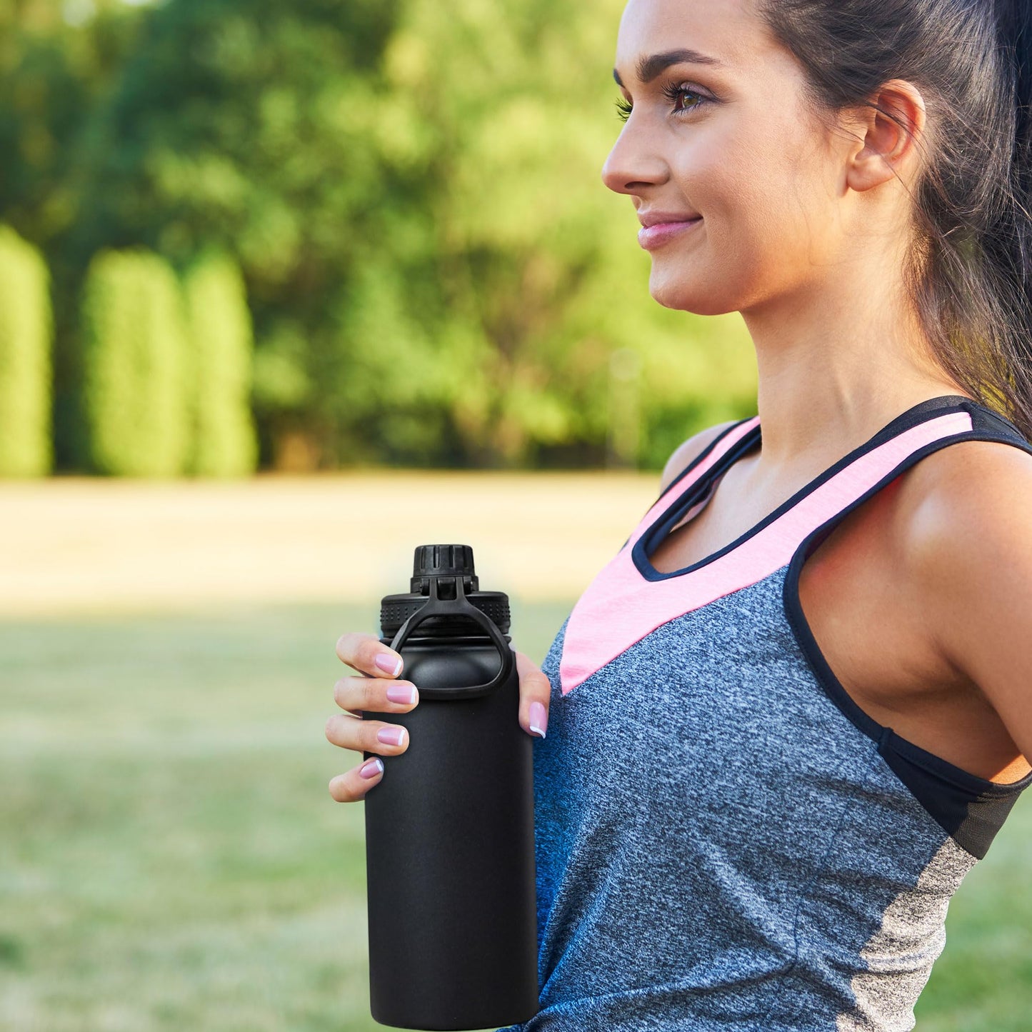 SAMNATE Insulated Stainless Steel coffee Flask - 1L(34oz) Large Capacity thermal flask for Hot and Cold Drinks - Leakproof Travel hot water Flask with Cup for Coffee, Tea, Water