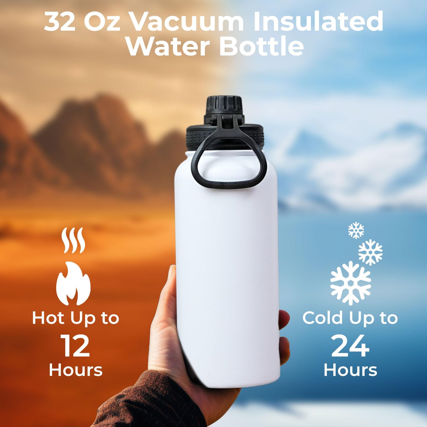 SAMNATE Insulated Stainless Steel coffee Flask - 1L(34oz) Large Capacity thermal flask for Hot and Cold Drinks - Leakproof Travel hot water Flask with Cup for Coffee, Tea, Water