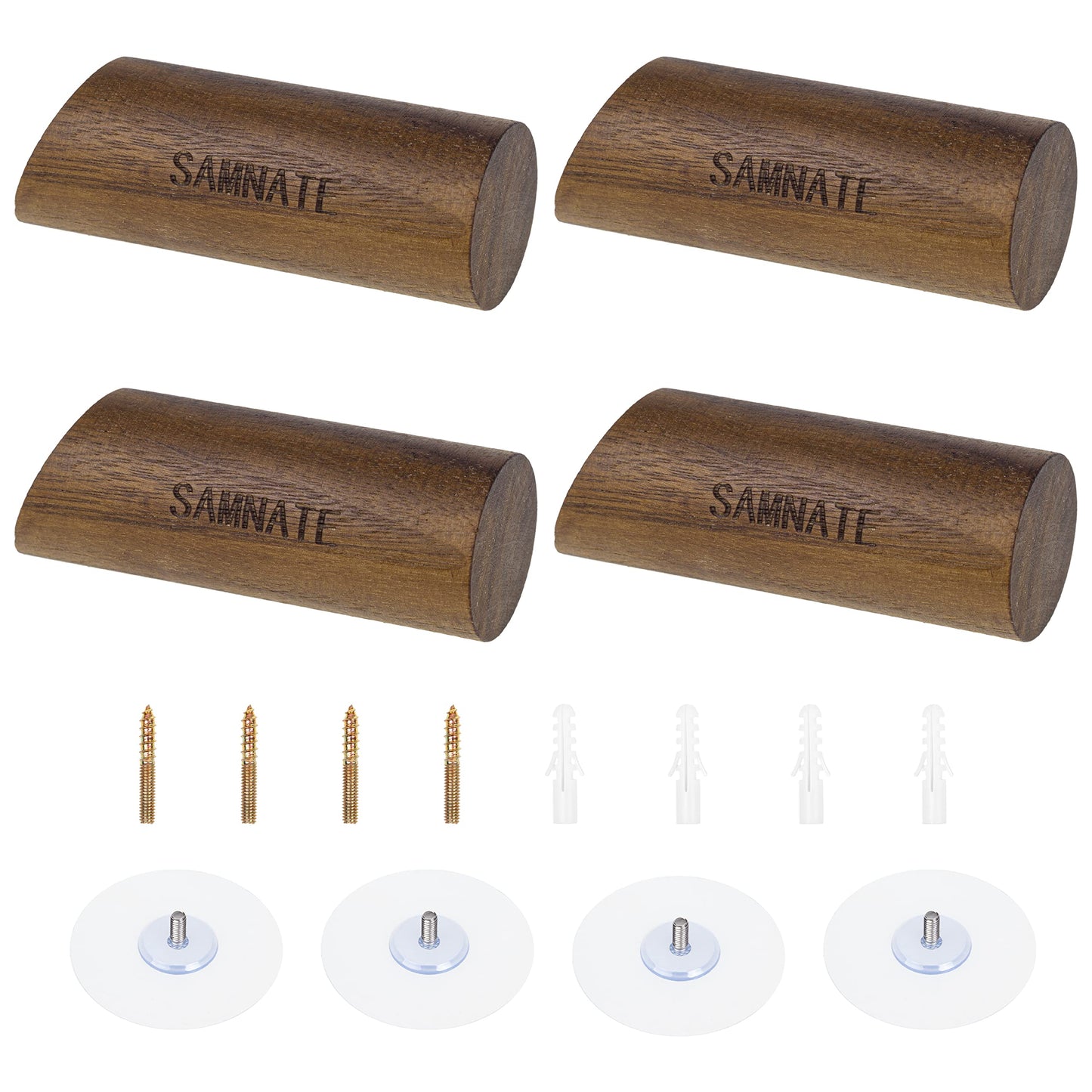 SAMNATE Elegant Wooden Coat Hooks - Wall Mounted Solid Oak Rack with Pegs for Hanging Coats, Towels, and Accessories