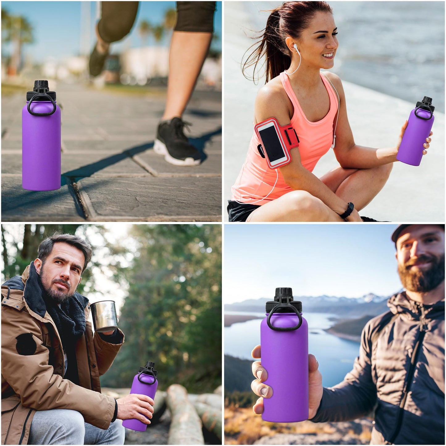 SAMNATE Insulated Stainless Steel coffee Flask - 1L(34oz) Large Capacity thermal flask for Hot and Cold Drinks - Leakproof Travel hot water Flask with Cup for Coffee, Tea, Water
