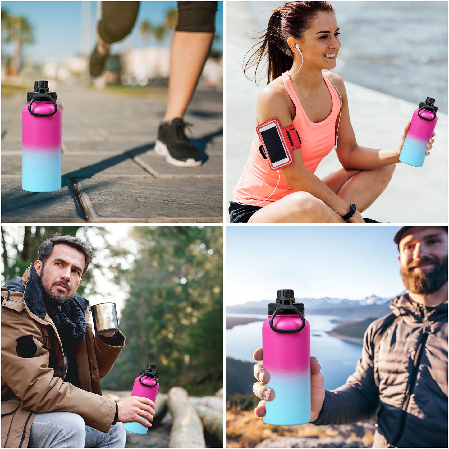 SAMNATE Insulated Stainless Steel coffee Flask - 1L(34oz) Large Capacity thermal flask for Hot and Cold Drinks - Leakproof Travel hot water Flask with Cup for Coffee, Tea, Water