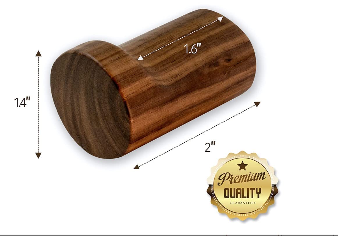 SAMNATE Elegant Wooden Coat Hooks - Wall Mounted Solid Oak Rack with Pegs for Hanging Coats, Towels, and Accessories