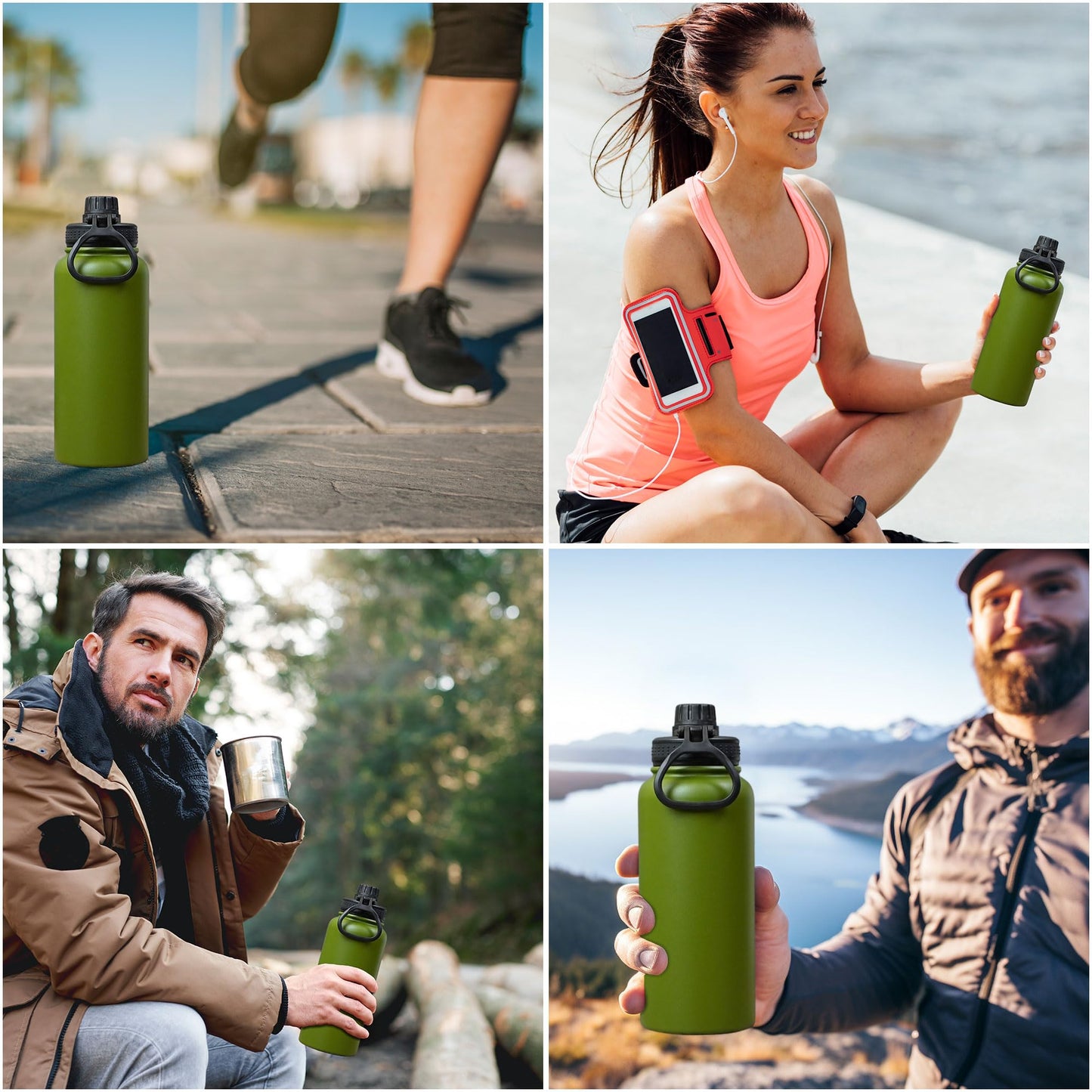 SAMNATE Insulated Stainless Steel coffee Flask - 1L(34oz) Large Capacity thermal flask for Hot and Cold Drinks - Leakproof Travel hot water Flask with Cup for Coffee, Tea, Water