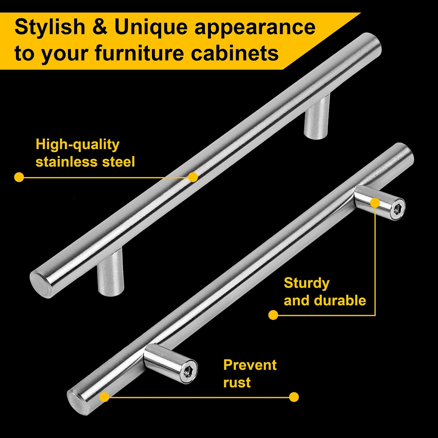 SAMNATE Premium 10 Pack with 4 Screws - 128mm Stylish Kitchen & Wardrobe Door Handles - Perfect for Home Furniture - Durable Handles Set