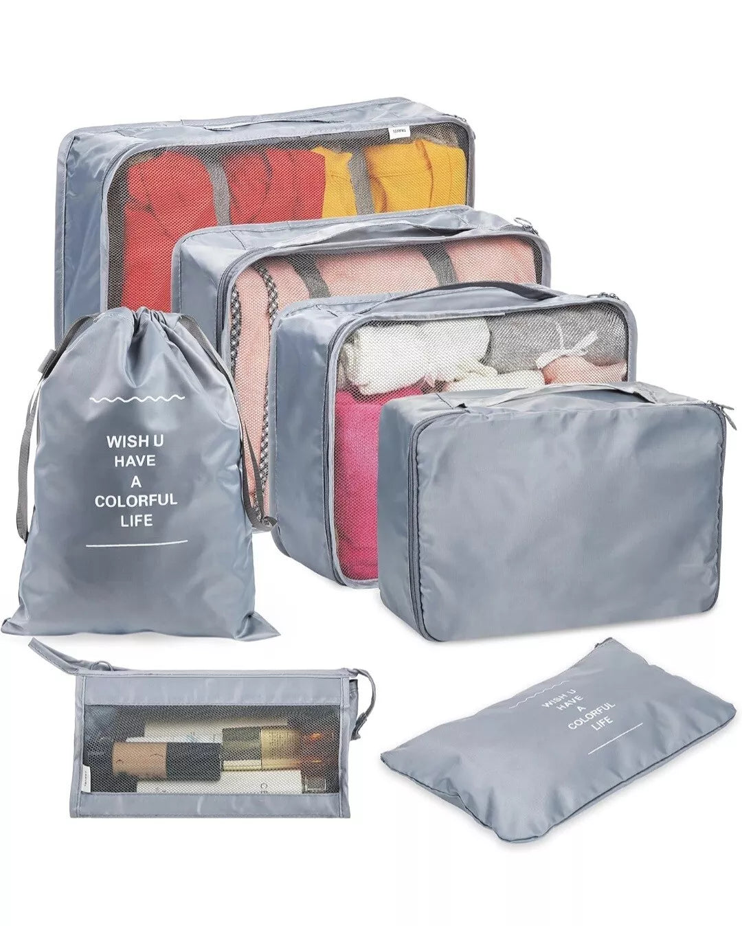 Packing Cubes for Suitcases - Travel Packing Organizers, Luggage Organizer Bags Set - Ideal for Carry On, Compression Travel Cubes for Packing - Ultimate Suitcase Organizer Solution(GREY)