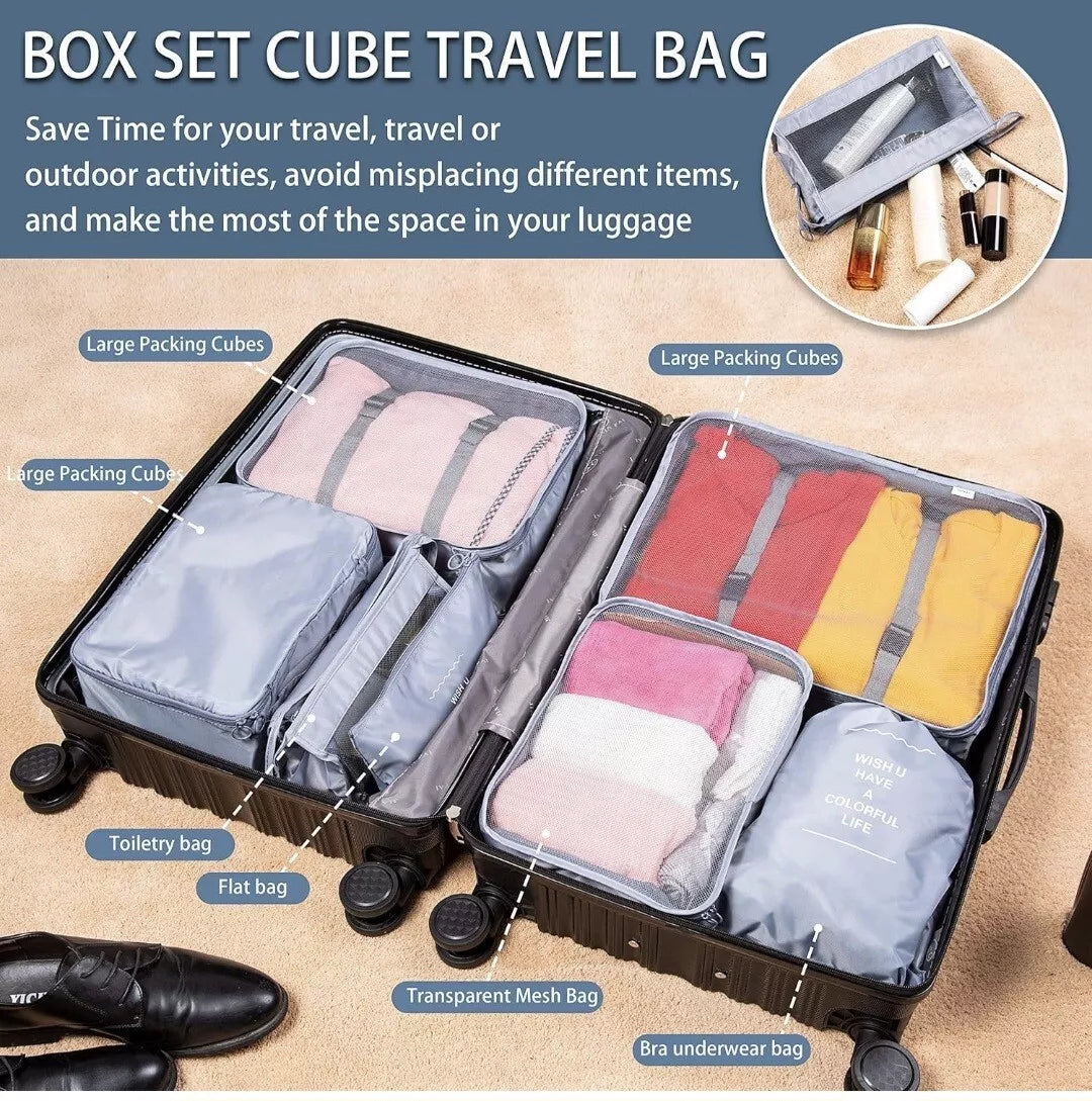 Packing Cubes for Suitcases - Travel Packing Organizers, Luggage Organizer Bags Set - Ideal for Carry On, Compression Travel Cubes for Packing - Ultimate Suitcase Organizer Solution(GREY)
