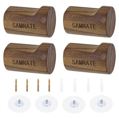 SAMNATE Elegant Wooden Coat Hooks - Wall Mounted Solid Oak Rack with Pegs for Hanging Coats, Towels, and Accessories