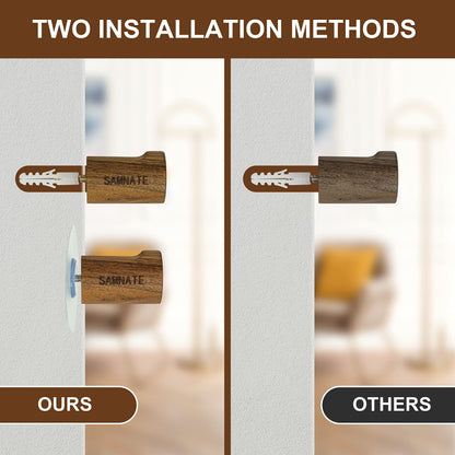 SAMNATE Elegant Wooden Coat Hooks - Wall Mounted Solid Oak Rack with Pegs for Hanging Coats, Towels, and Accessories