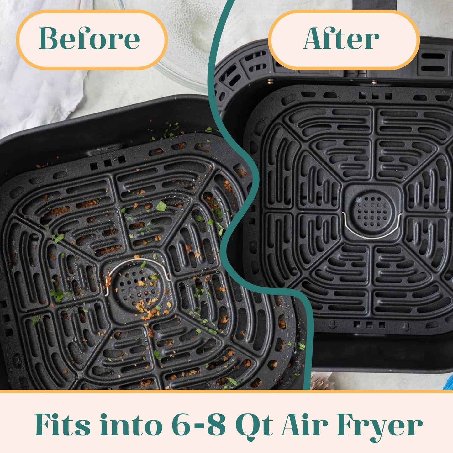 SAMNATE Silicone Air Fryer Liners – 4pcs Reusable Set
