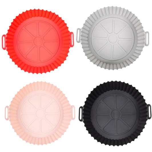 SAMNATE 4pcs Silicone Air Fryer Liner Reusable Air Fryer Liners Dual Airfryer Liners for Air Fryer Baskets Air Fryer Silicone Liner Insert Air Fryer Accessories for Crisp Cooking