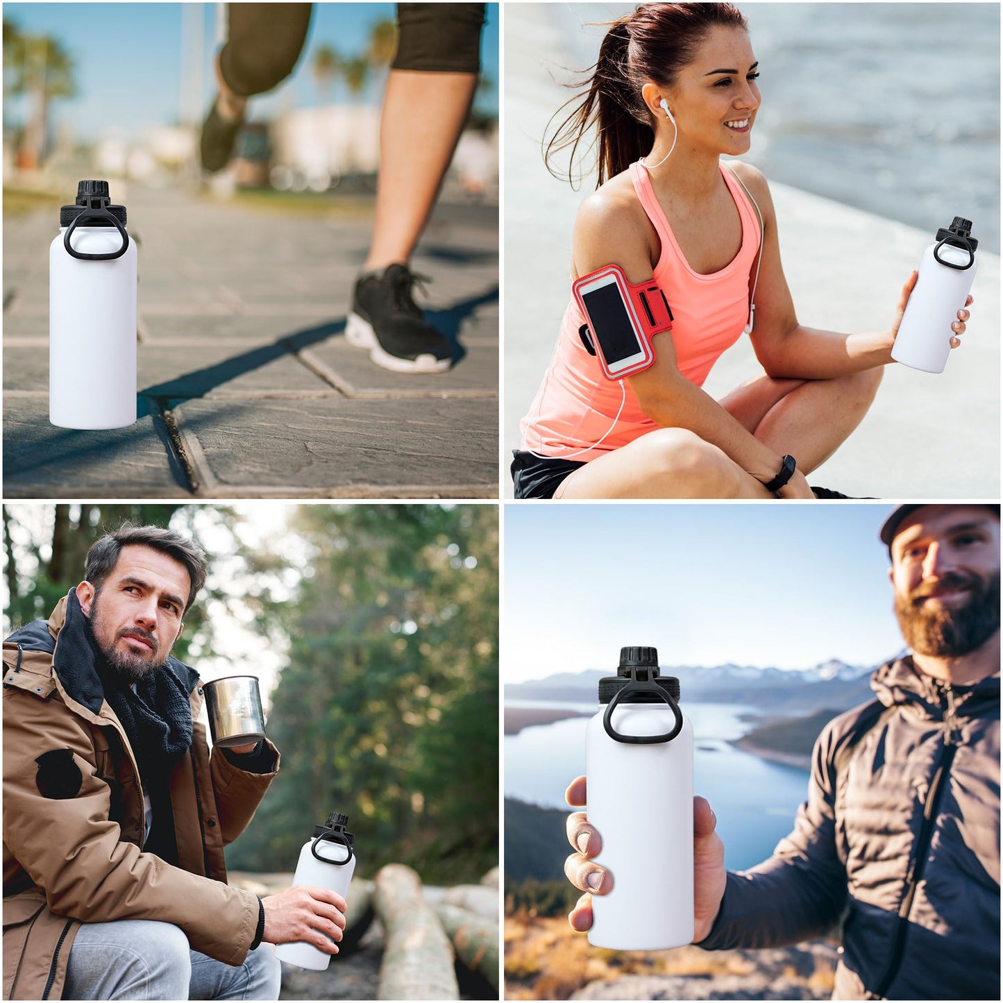 SAMNATE Insulated Stainless Steel coffee Flask - 1L(34oz) Large Capacity thermal flask for Hot and Cold Drinks - Leakproof Travel hot water Flask with Cup for Coffee, Tea, Water