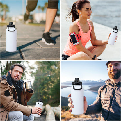 SAMNATE Insulated Stainless Steel coffee Flask - 1L(34oz) Large Capacity thermal flask for Hot and Cold Drinks - Leakproof Travel hot water Flask with Cup for Coffee, Tea, Water