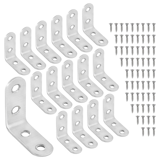 SAMNATE 20pcs 80screws(40x40x16x2.5mm ) Heavy Duty, Weatherproof Galvanized Steel Sheet L Brackets- Angle Brackets for Wood - Durable L Shaped Sleeper Brackets Set for DIY Projects