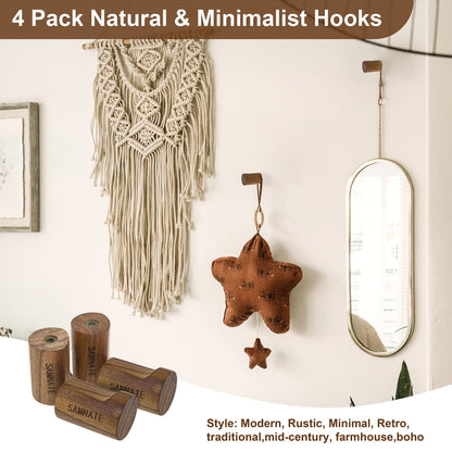 SAMNATE Elegant Wooden Coat Hooks - Wall Mounted Solid Oak Rack with Pegs for Hanging Coats, Towels, and Accessories